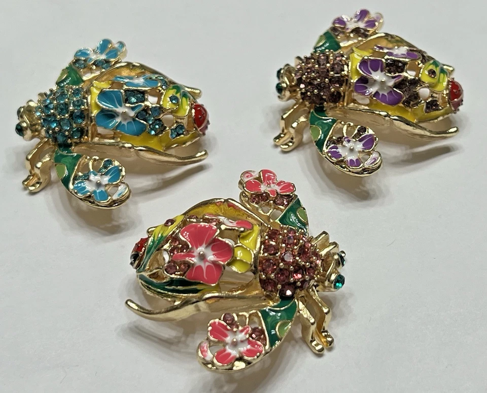 Broche prendedor broche cristal flor abeja vidrio Ladybug insecto margarita lote azul EE. UU. Foto 4 de 4