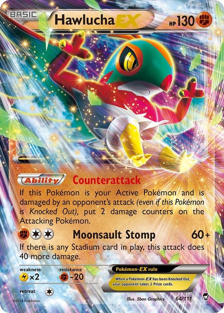 Pokemon - 64/111 - Hawlucha EX - Furious Fists