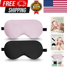 100 Real Mulberry Silk 2 Pack Sleep Mask, Natural Pure Silk Eye Masks with A...
