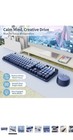 Wireless Ergonomic Keyboard Mouse Combo Blue Round Keycaps USB Receiver QWERTY — photo 2