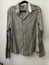 Dolce and Gabbana Shirt Men Xxxl Black Striped Dress Button Down Long Size 50