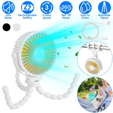 Portable Baby Stroller Fan Rechargeable Handheld Fan With Flexible Tripod Clip O