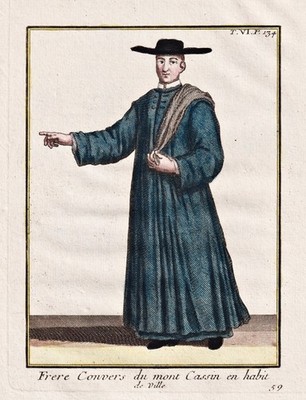 Montecassino Lazio Benediktiner Orden Order costumes Tracht engraving 1790