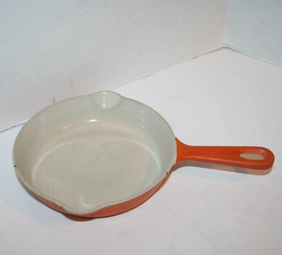 Vtg. LeCreset Orange 6.5" Egg Pan Skillet France