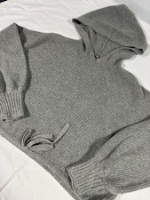 American Eagle Hooded Chunky Knit Sweater Women  s S Hoodie Gray Grey
