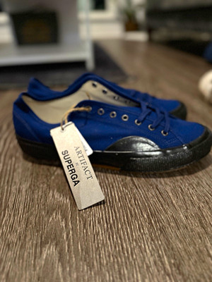 Superga Artifact Men's Canvas Lace-Up Sneaker Blue/Black Rubber Sole US 13