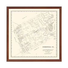 Old Map of Somervell County, TX 1884 - Vintage Texas Art