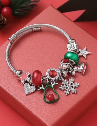 Sterling Silver Bracelet Stainless Steel snow CHARMS Holiday Birthday Gift - Picture 20 of 26