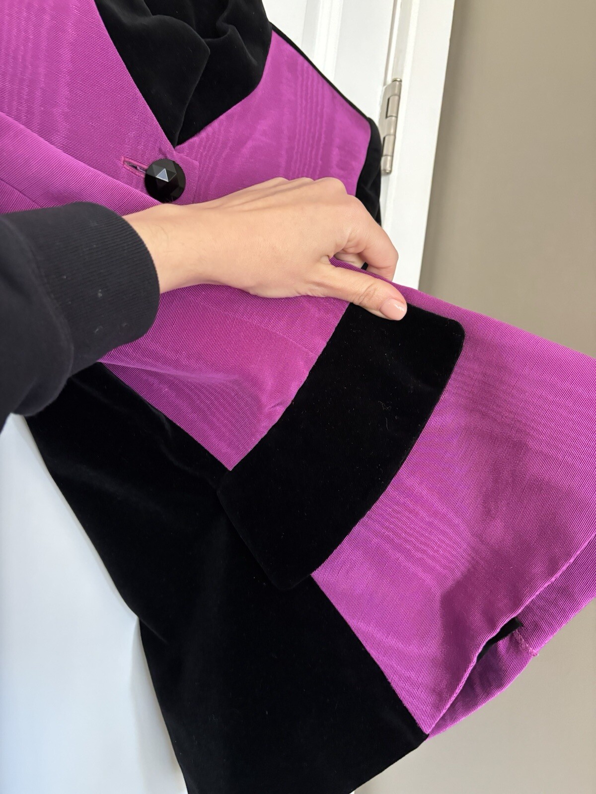 Set gonna vintage yves saint laurent encore velluto nero magenta taglia S