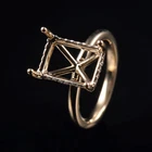 Natural Diamond Lady Ring Emerald Cut 12×8mm Semi Mounting Solid 14K Yellow Gold