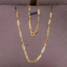 Pure Solid 18K Yellow Gold Women Necklace 1.8mmW Long Cable Chain 18"L