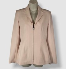 DKNY Women's Pink Notched-Collar Long-Sleeve Full-Zip Blazer Jacket Size 0
