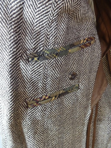 Vintage Tweed Jacket Blazer RALPH LAUREN POLO Brown Herringbone Mens Large 42 - Picture 9 of 10