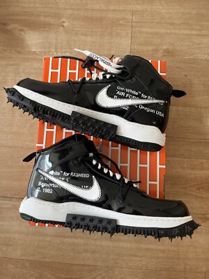 Size 12.5 - Nike Off-White x Air Force 1 SP Black Patent Leather