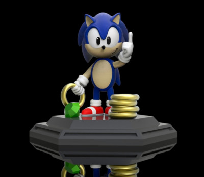 UNPAINTED Sonic the Hedgehog 3D Printed Model Kit 7'' Tall (4-23)