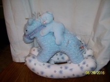 Aurora Rocking Horse Plush Blue Teddy Musical Wish Upon A Star 11"