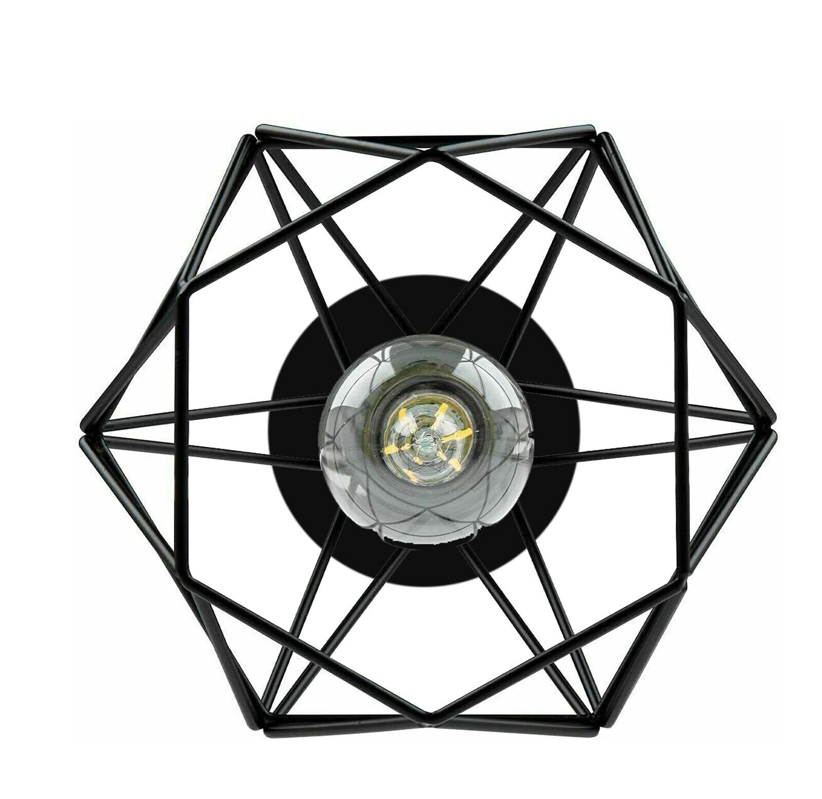 Vintage Ceiling Light Retro Black Flush Mount Metal Cage Ceiling Lamp
