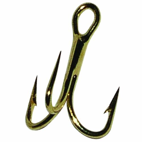 50-Pack Super Strong Bronze Treble Hooks Size 16 - 3X Strong, High Carbon Steel