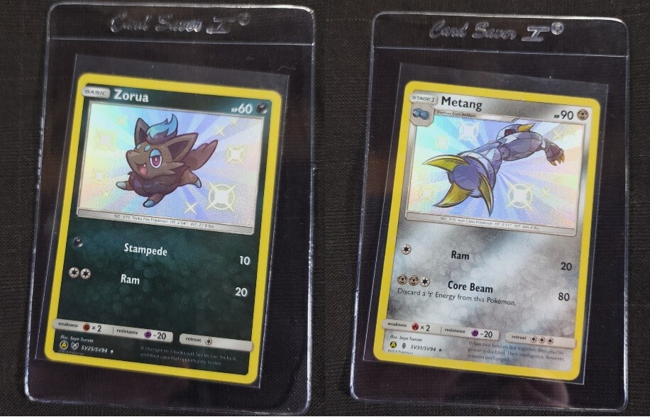 Pokémon TCG - Zorua SV25 Metang SV31 / SV94 Hidden Fates Shiny Vault Holo Card