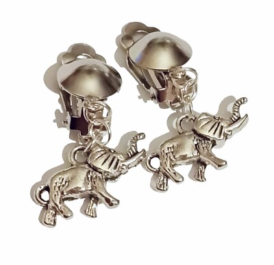 Ohrclips silberf Clips Elefant Ohrringe zum Anklipsen ohne Ohrlöcher ca 4 cm lan