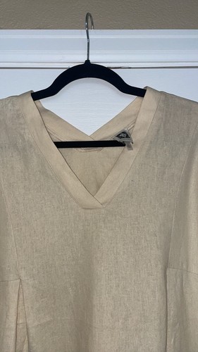 Anne Klein Women's NWT Linen Long Sleeve Popover Peasant Tunic Top size S V-Neck - Picture 6 of 12