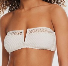 Sanctuary Women's Ivory Mesh V-Wire Bandeau Bikini Top Size Medium