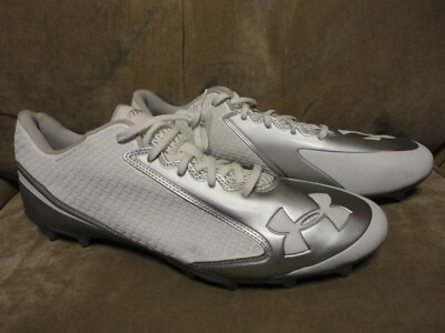 New under armour nitro clutchfit low cleats size 15 white & silver