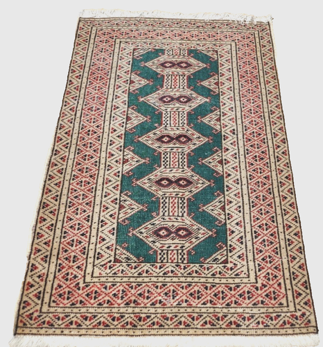 *2'X3' HAND-KNOTTED CAUCASIAN KAZAK TRIBAL VINTAGE WOOL MUTED GREEN RUG - Picture 5 of 13