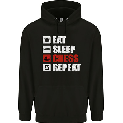 Eat Sleep Chess Repeat Player Mens 80% Cotton Hoodie