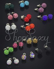 NEW 10MM DISCO BALL SHAMBALLA CRYSTAL STUD RHINESTONE WOMEN FASHION JEWELRY