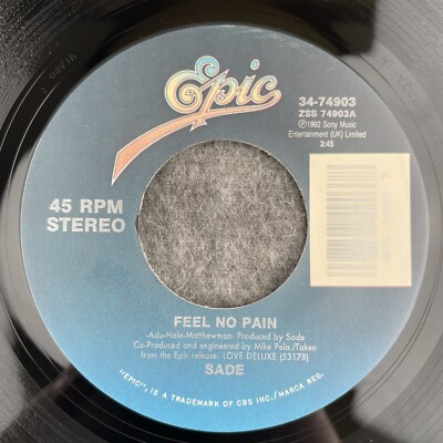 SADE Feel No Pain / Love Is Stronger Than Pride 45 Epic 34-74903