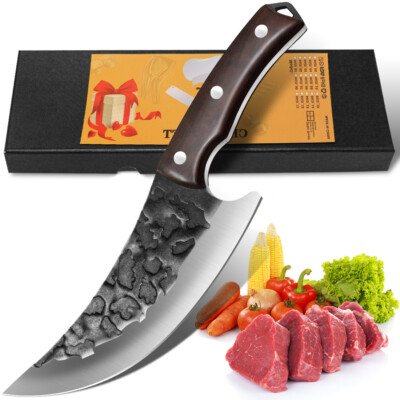Butcher Knife Serbian Forged Cleaver Stainless Steel Sharp Kitchen Chef's Knife 