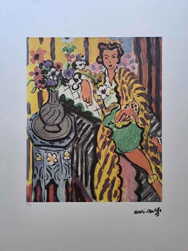 Подписанный Анри Матиссом - Желтая Одалиска - Сертификат SPADEM Париж - Изображение 2 из 4