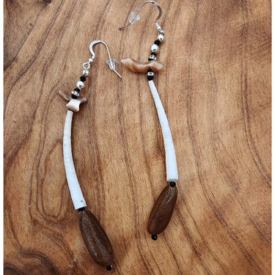 Handcrafted Dentalium Earrings with Spiny Oyster Shell