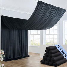 60Ft 20Ft Black Ceiling Drapes Panels for Weddings Parties, 12 Panels 5 20Ft Lon