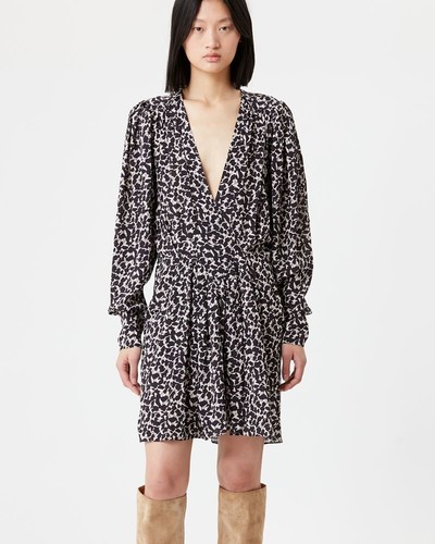 Isabel Marant Etoile Femmes Arone Imprimé Graphique Plissé Court Mini Robe M 38 - Photo 2 sur 17
