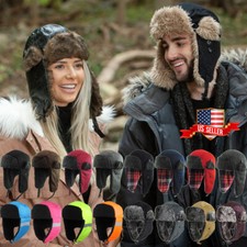 Trapper Aviator Fur Hat Ski Winter Warm Cap Fur Flap