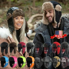 Trapper Aviator Fur Hat Ski Winter Warm Cap Fur Flap