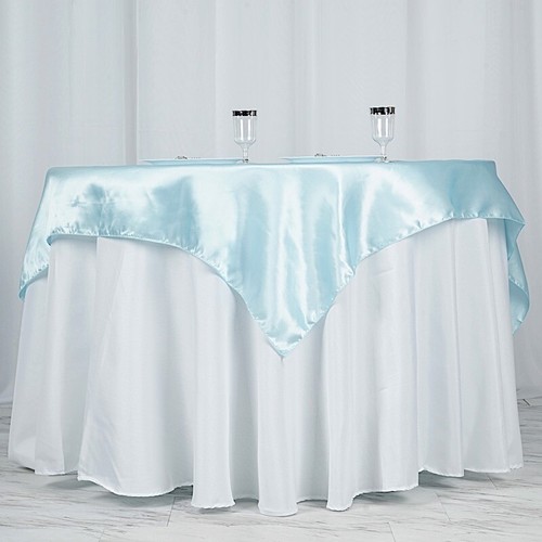 Light Blue SATIN 90x90" SQUARE TABLE OVERLAY Wedding Reception Supplies SALE - Picture 8 of 8