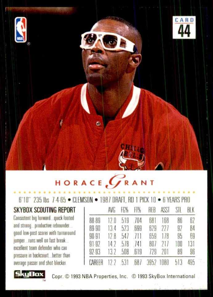 1993-94 SkyBox Horace Grant Basketball Cards #44 - Image 2 of 2