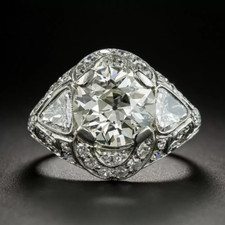 Vintage 3 Ct White Round Cut CZ CZ Antique Style Engagement 925 Silver Ring