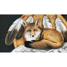 NEW Friendship SPIRIT FOX Feathers Greeting Card Nancy Taber VTG Leanin Tree NLA