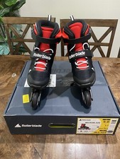 Rollerblade USA Microblade Boys Adjustable Fitness Inline Skate - Black/Red
