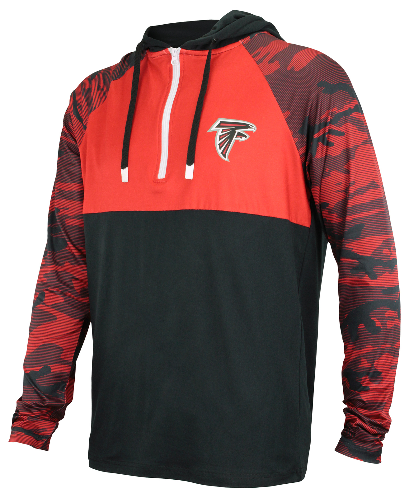 Толстовка с капюшоном Zubaz NFL Mens Atlanta Falcons Team Color Block на молнии 1/4 с камуфляжными линиями
