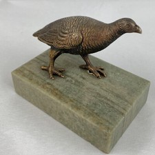 Antique Victorian Solid Silver Gilt Game Bird Statue Modern Marble Base Maker II
