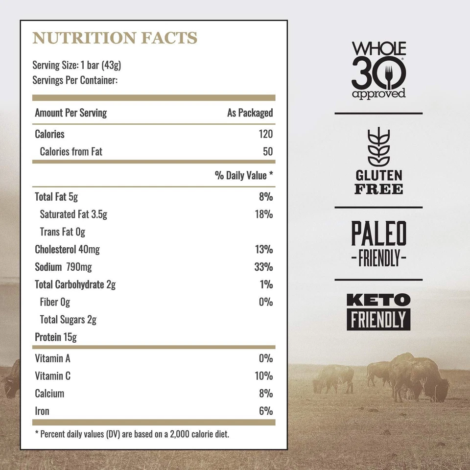 Barritas de proteína EPIC Venison Sea Sal Pimienta 12 unidades 1,5 oz sin gluten Keto Fri... Foto 2 de 4