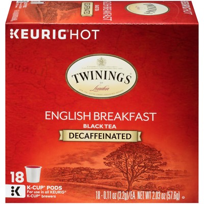 Twinings DECAF English Breakfast Tea 18 to 144 Keurig K cups Pick Any Quantity