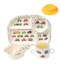 7Pcs/Set Bamboo Kids Dinnerware Set - Children Dishes - Food Plate Bowl Cup