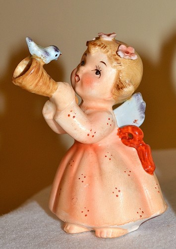 SET OF 3 LEFTON MUSICAL ANGELS, WITH TINY BIRDS, FLOWERS IN HAIR, FIGURINES - Picture 3 of 16
