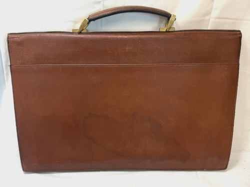 Frank Clegg Briefcase Leather Cognac 4 Compartments Locking ( no key) 17" USA - Picture 4 of 9